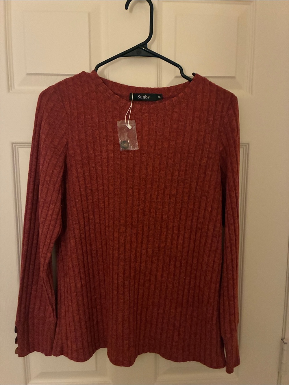 Women’s Ribbed Crew Neck Sweater - Rust
